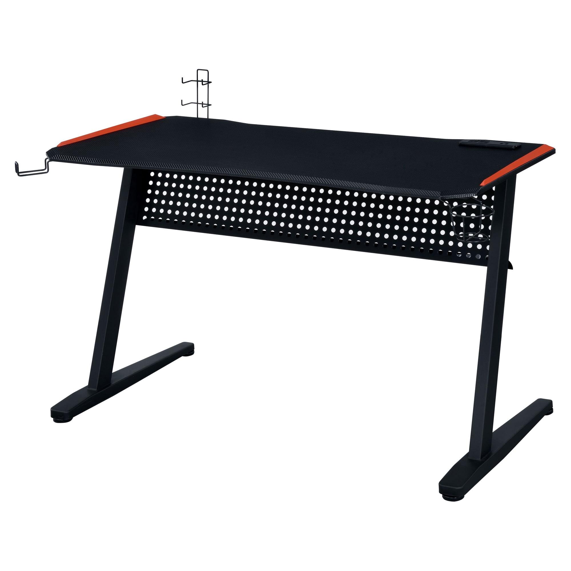 Dragi Rectangular Black and Red Gaming Table with USB Port