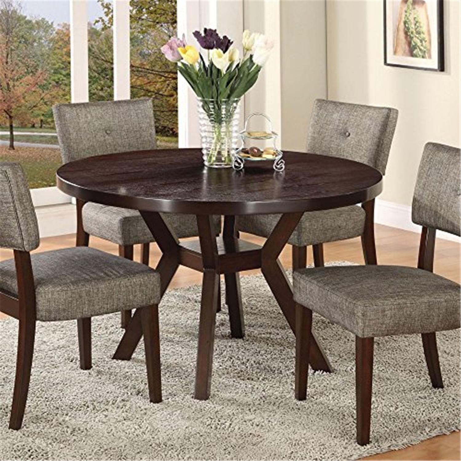 Espresso Finish Contemporary Round Wood Dining Table, Seats Four