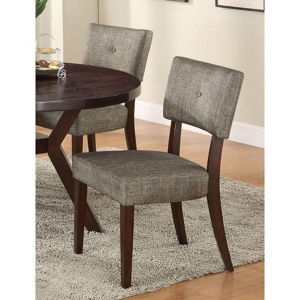 Gray Microfiber Upholstered Side Chair with Wood Legs