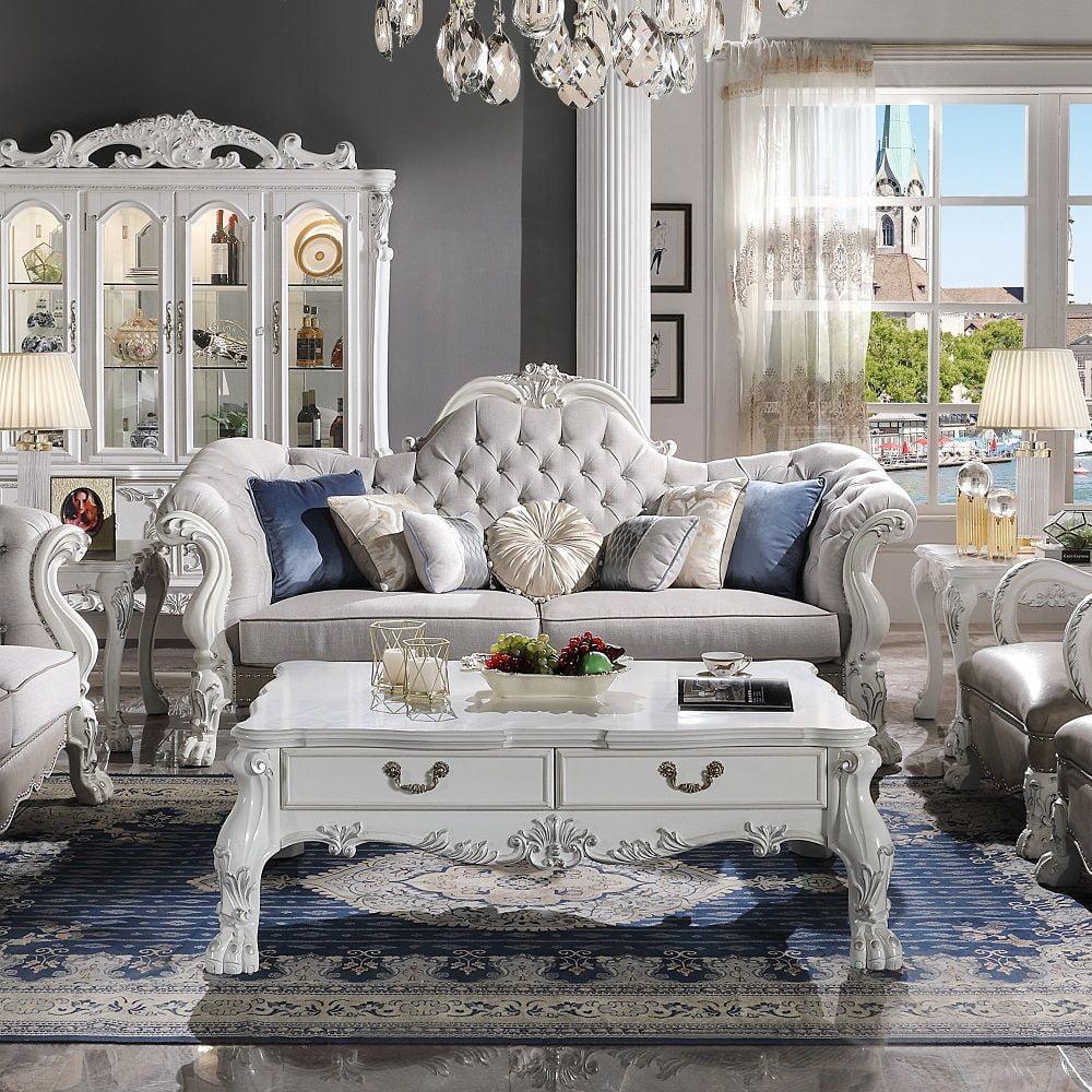 95" Dresden Sofa Synthetic Leather, Plush Seating & Carved Accents - Acme Furniture