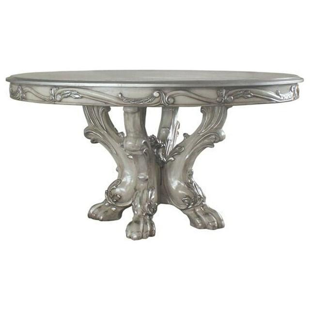 60" Dresden Dining Table Vintage Bone White - Acme Furniture: Wood Pedestal Base, Seats 4