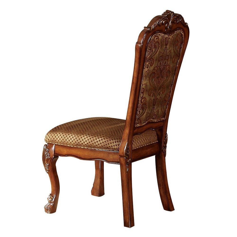 High Back Brown Faux Leather Upholstered Wood Side Chair