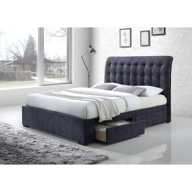 Acme Furniture Drorit Eastern King Bed w/Storage, Dark Gray Fabric (1Set/5Ctn)
