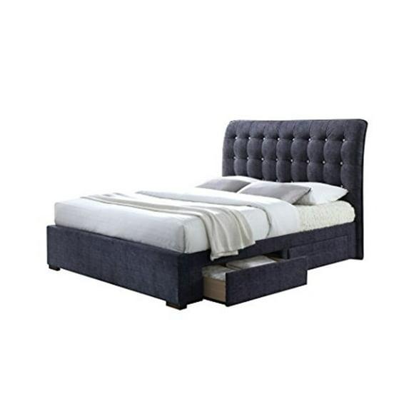 Acme Furniture Drorit Eastern King Bed w/Storage, Dark Gray Fabric (1Set/5Ctn)