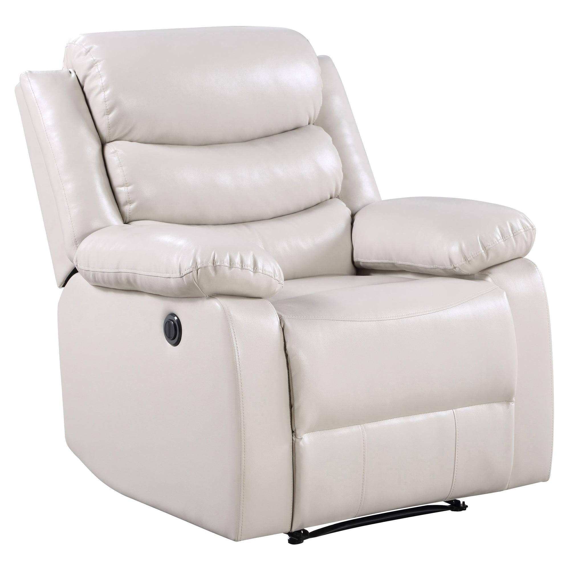 39" Eilbra PU Accent Chair Beige - Acme Furniture: Smooth Faux Leather, Pocket Coil Seating