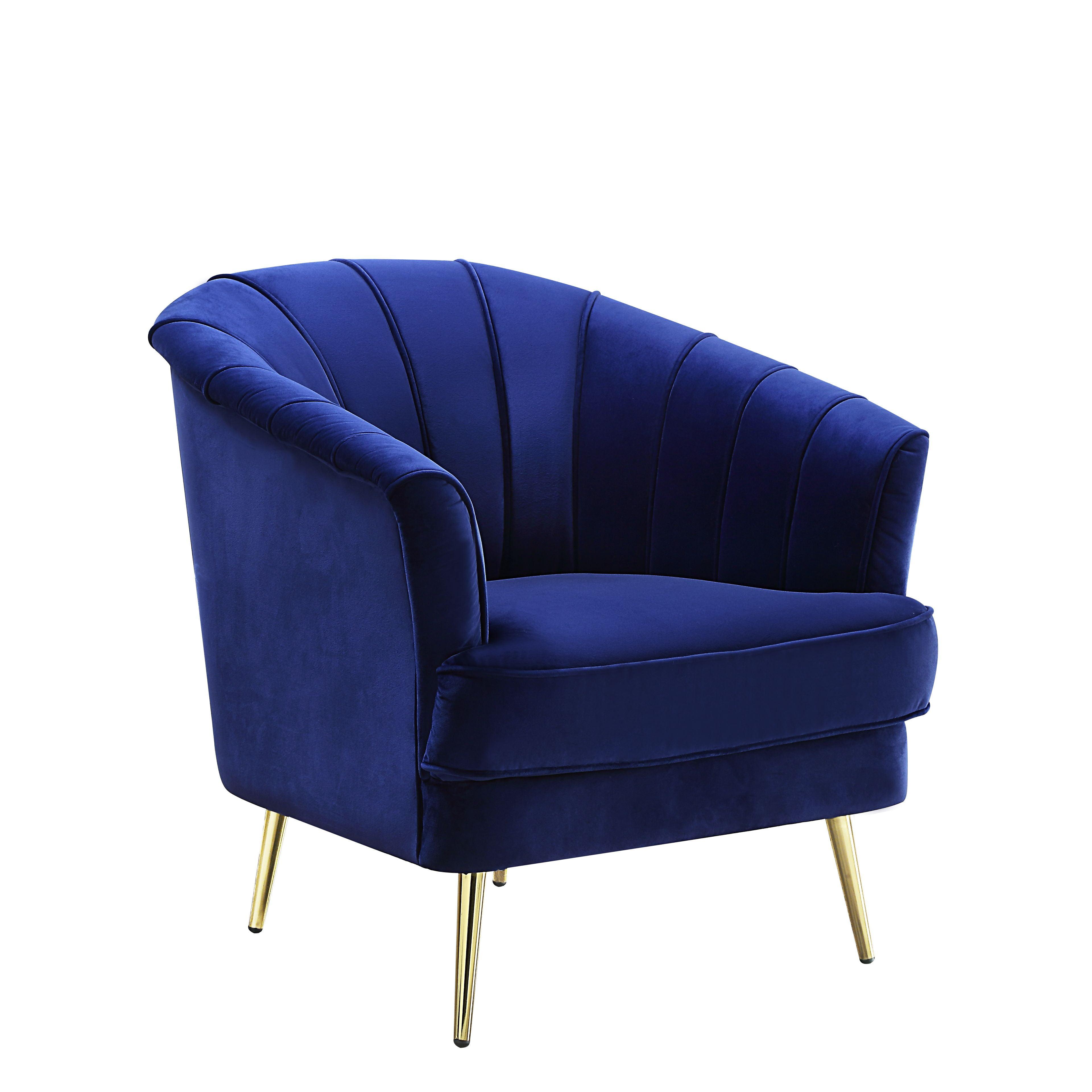 Eivor Opulent Blue Velvet Accent Chair with Channel Tufting