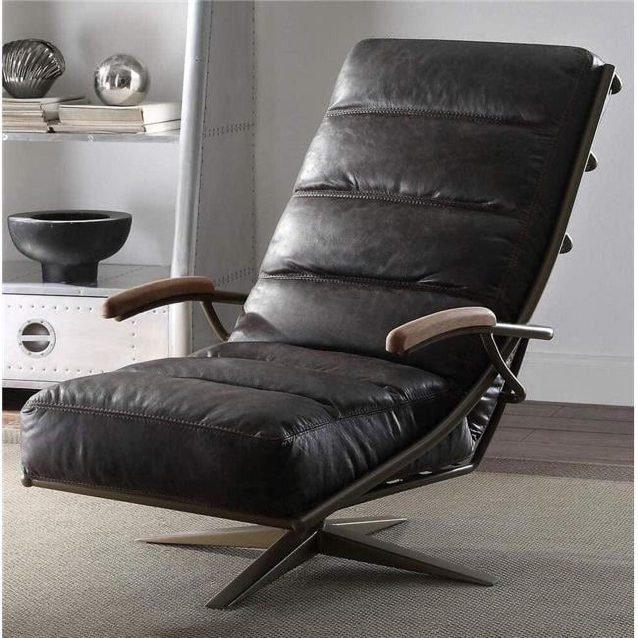 Ekin 43" Morocco Top Grain Leather Swivel Accent Chair