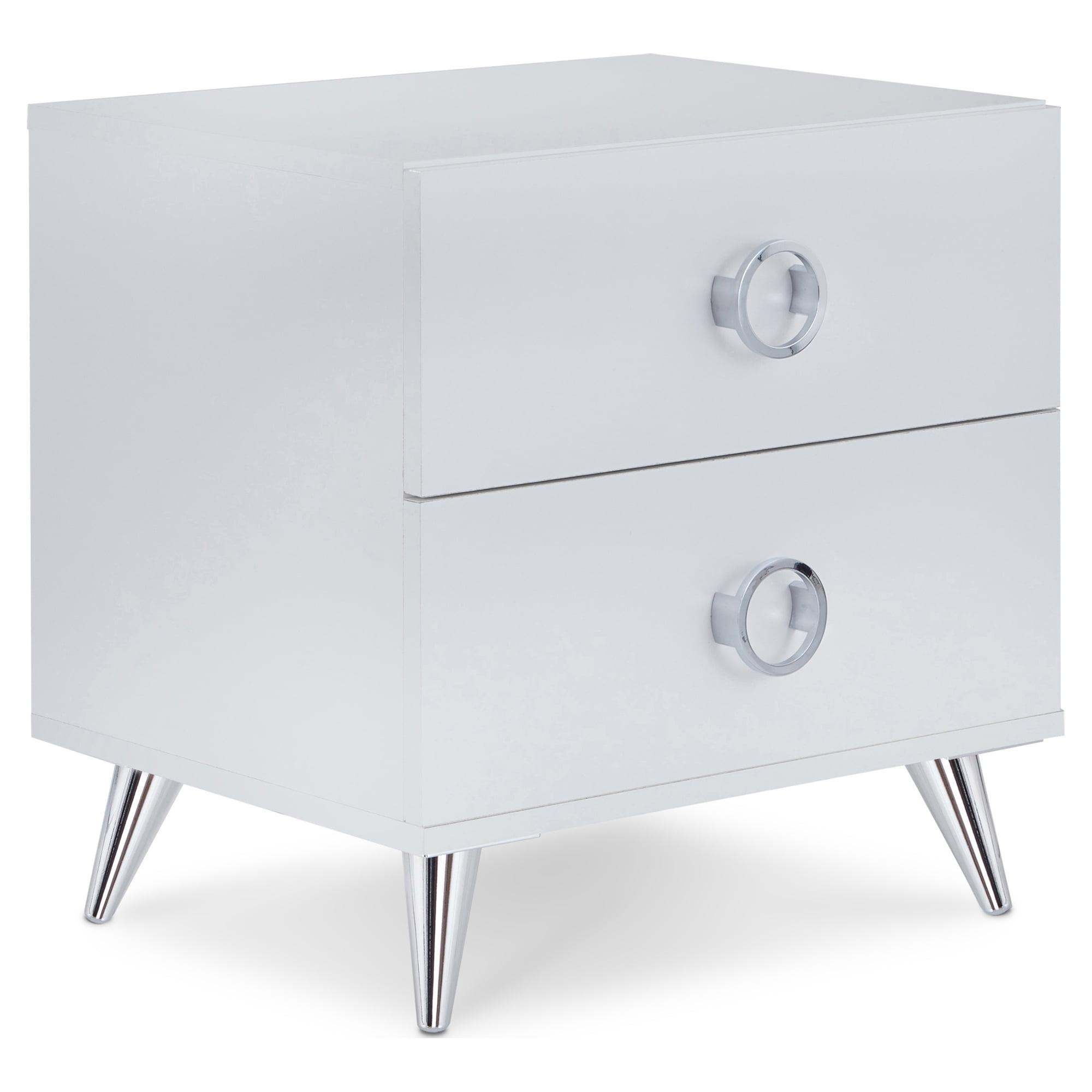 ACME Elms Accent Table with 2 Drawers in White