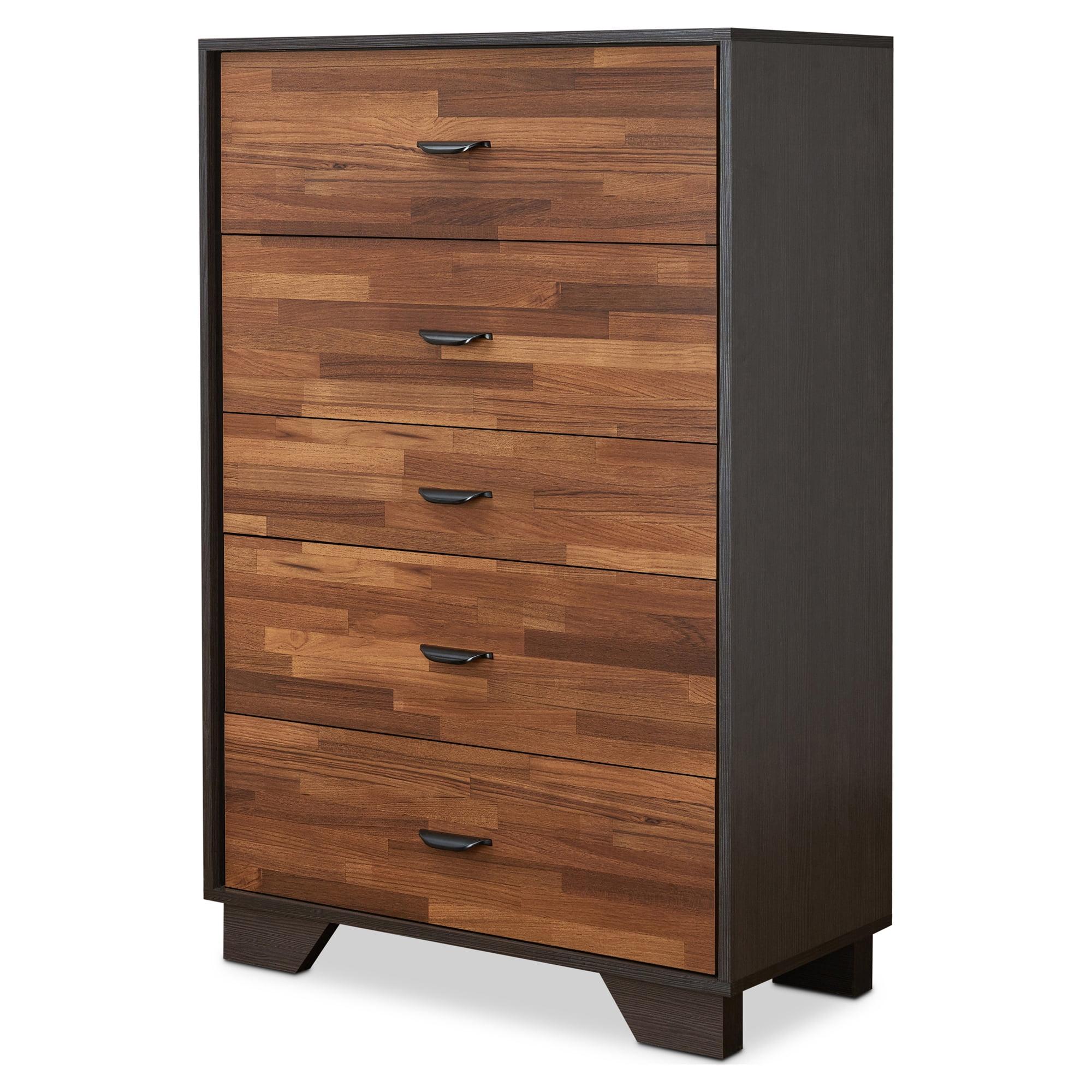 Eloy Industrial Walnut & Espresso Chest with Deep Felt-Lined Drawer