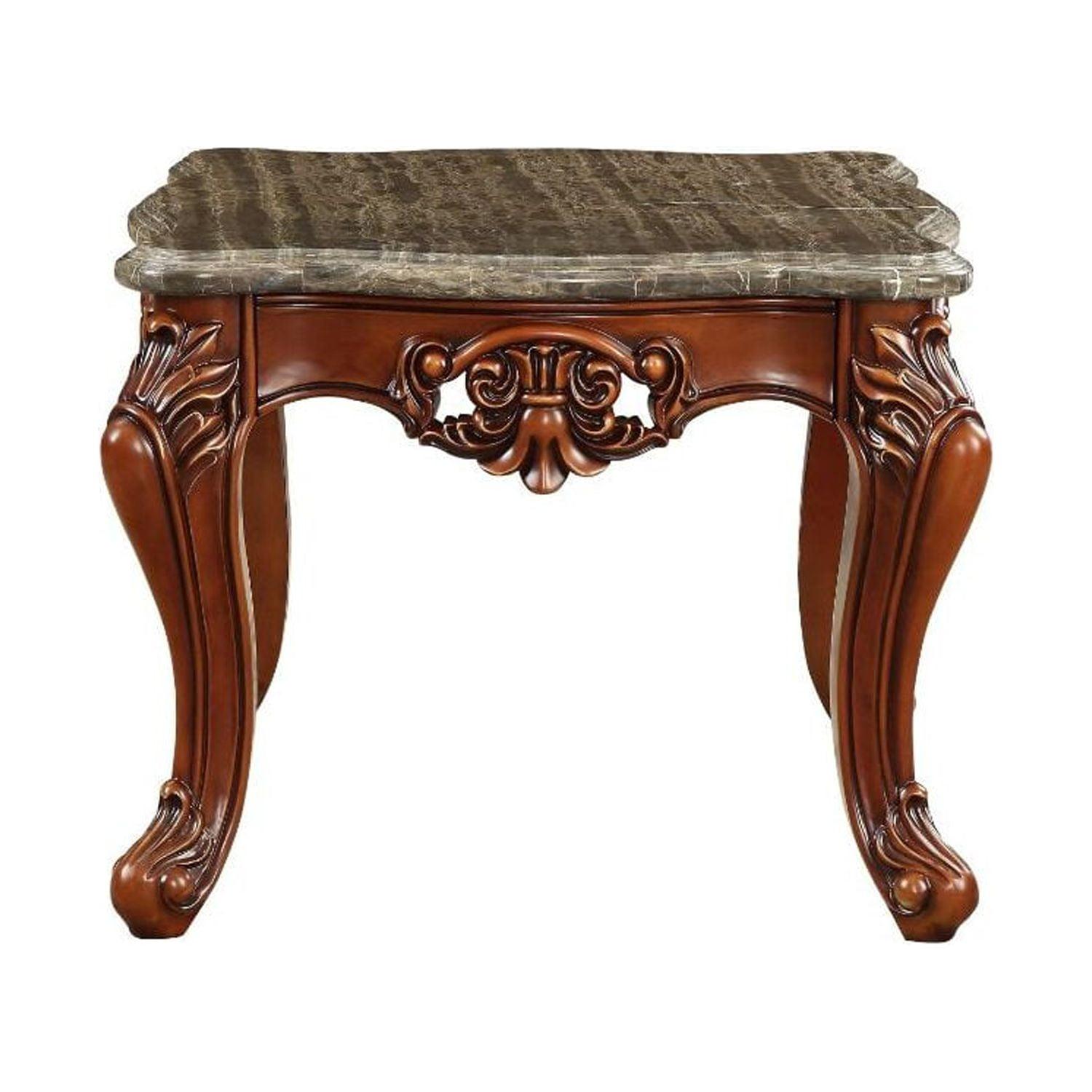 Walnut and Marble Queen Anne End Table