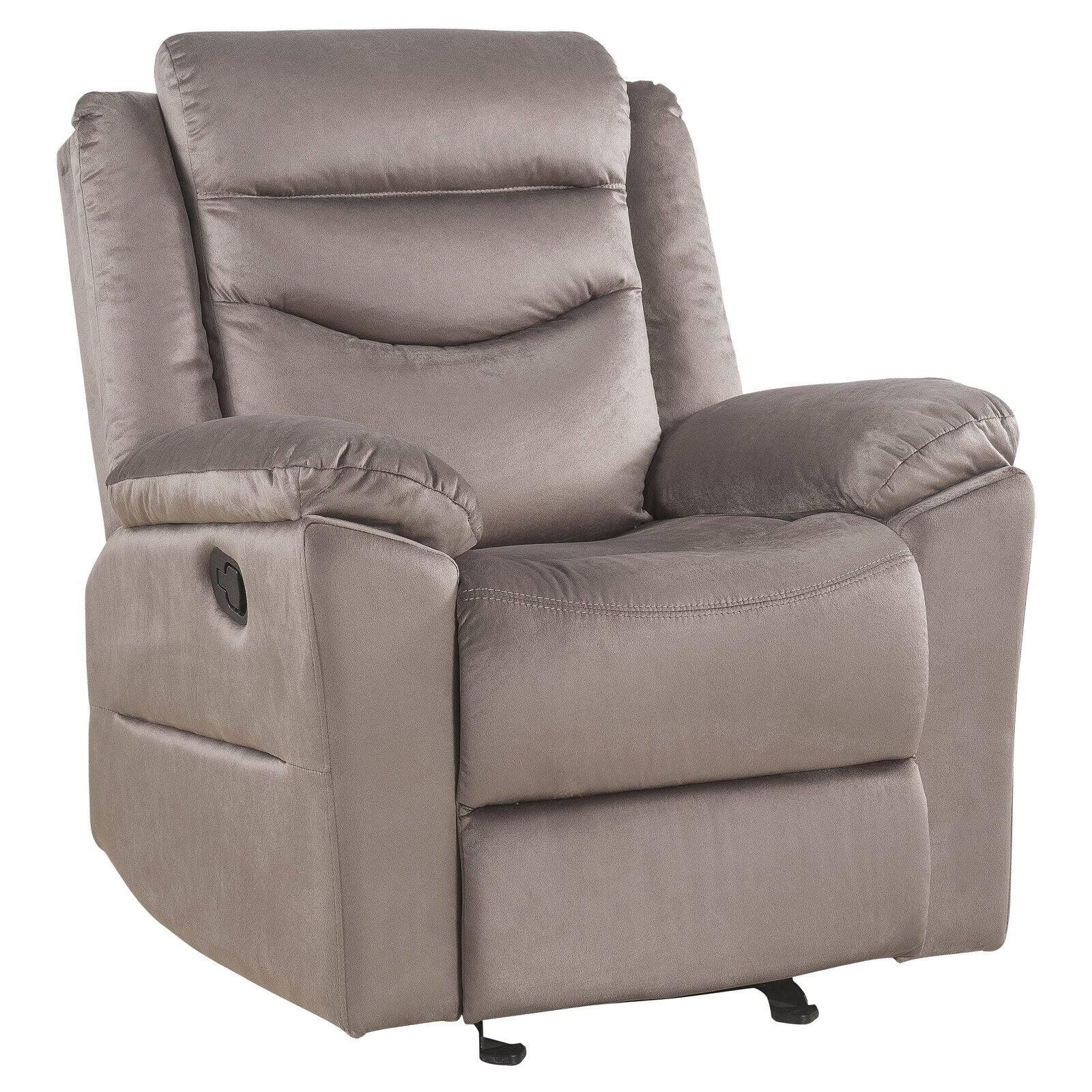 Luxurious Brown Velvet Wood Recliner with Horizontal Tufting