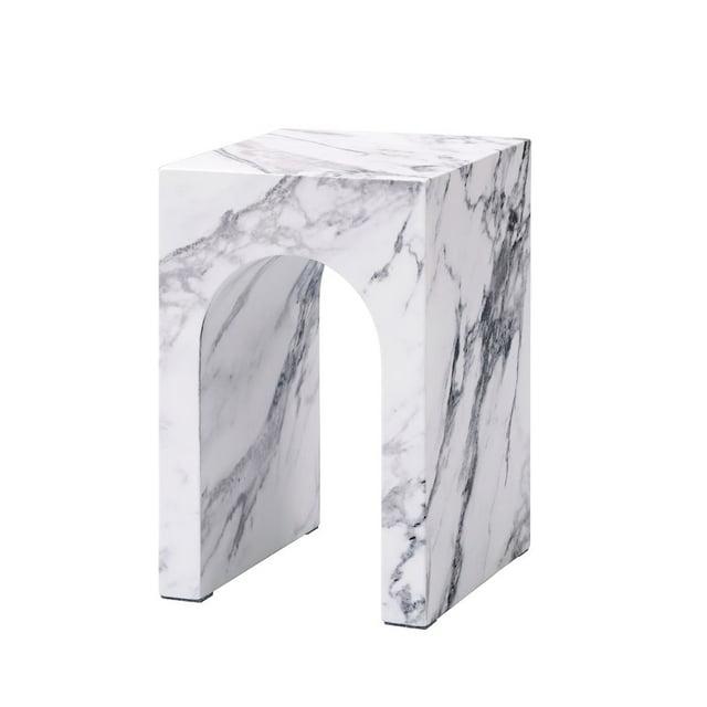Fritzy Square End Table In White Engineered Stone
