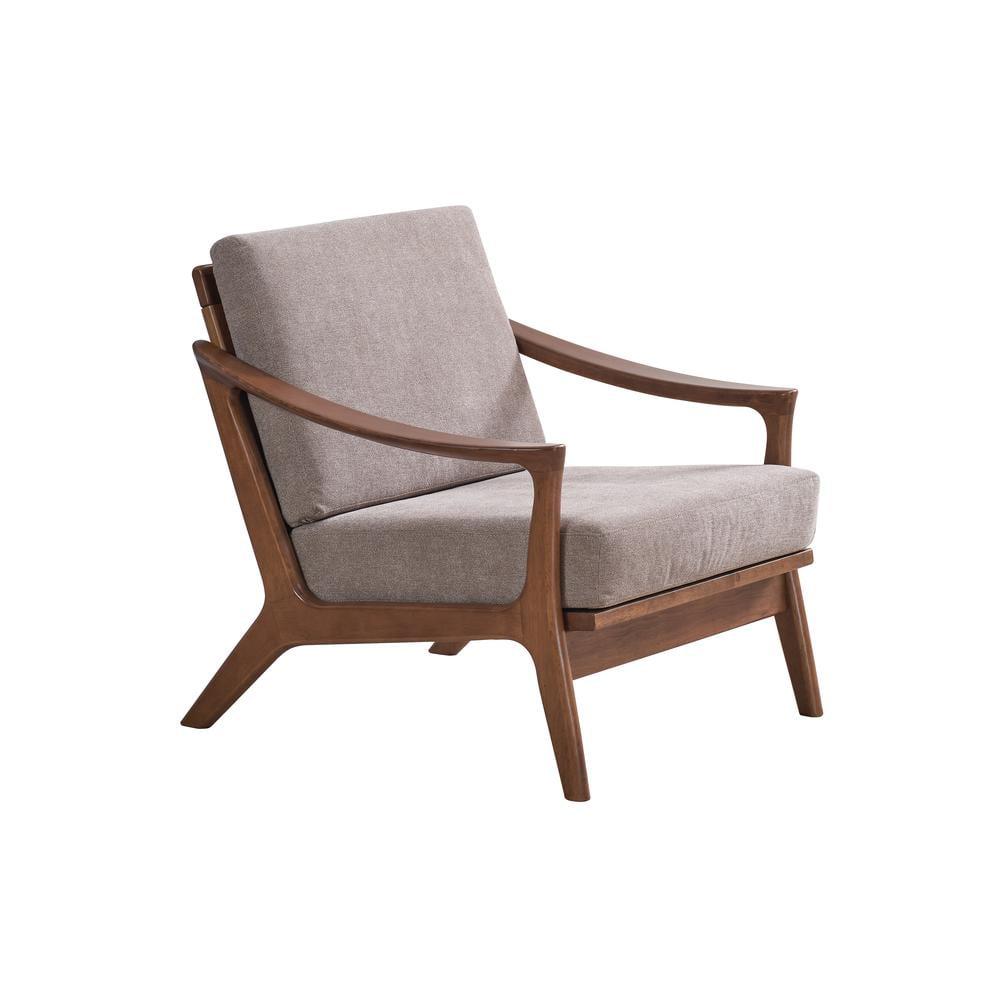 31" Lide Accent Chair Light Brown Fabric/Brown Finish - Acme Furniture: Cotton Upholstery, Wood Frame, No Assembly Required