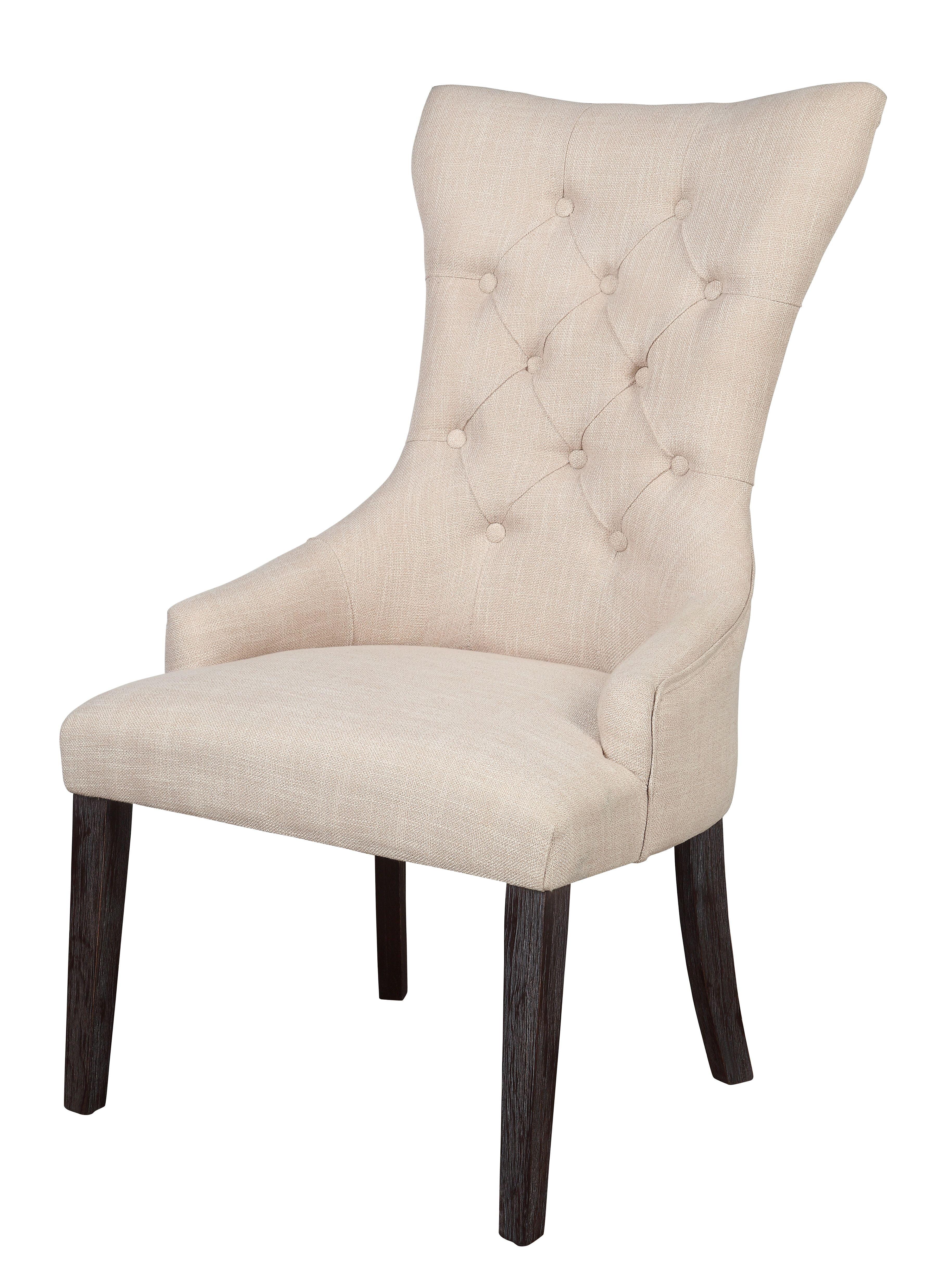 Beige Linen Upholstered Parsons Dining Arm Chair Set