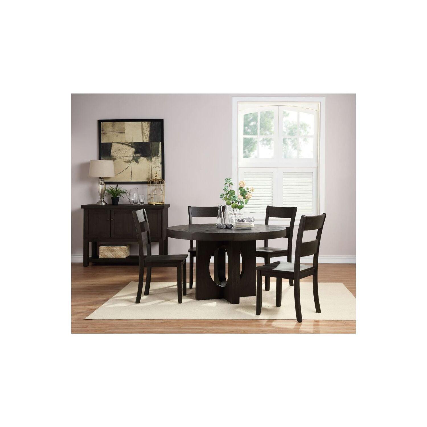 Haddie Distressed Walnut Round Wood Dining Table