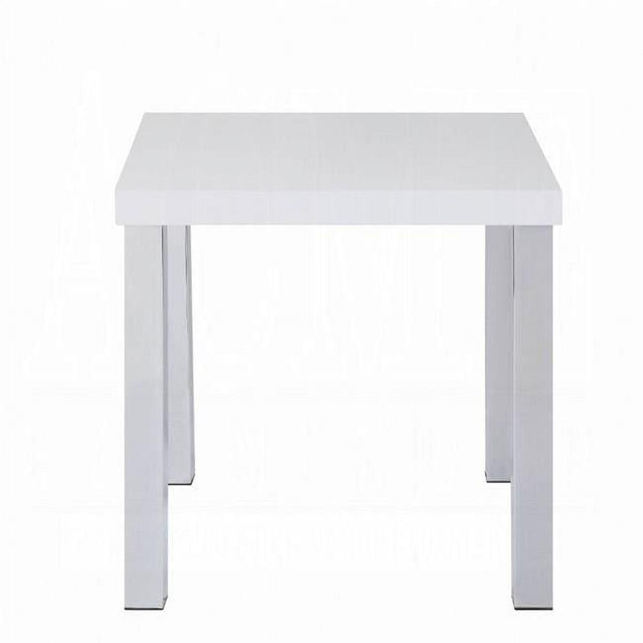 22" Harta Accent Table White High Gloss/Chrome - Acme Furniture: Modern Glamour, No Assembly Required