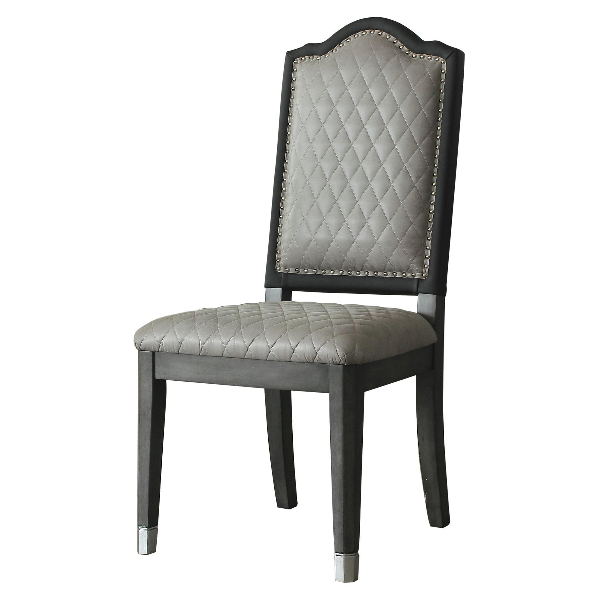 Beatrice 41'' High Two-Tone Gray and Charcoal Leather Side Chair