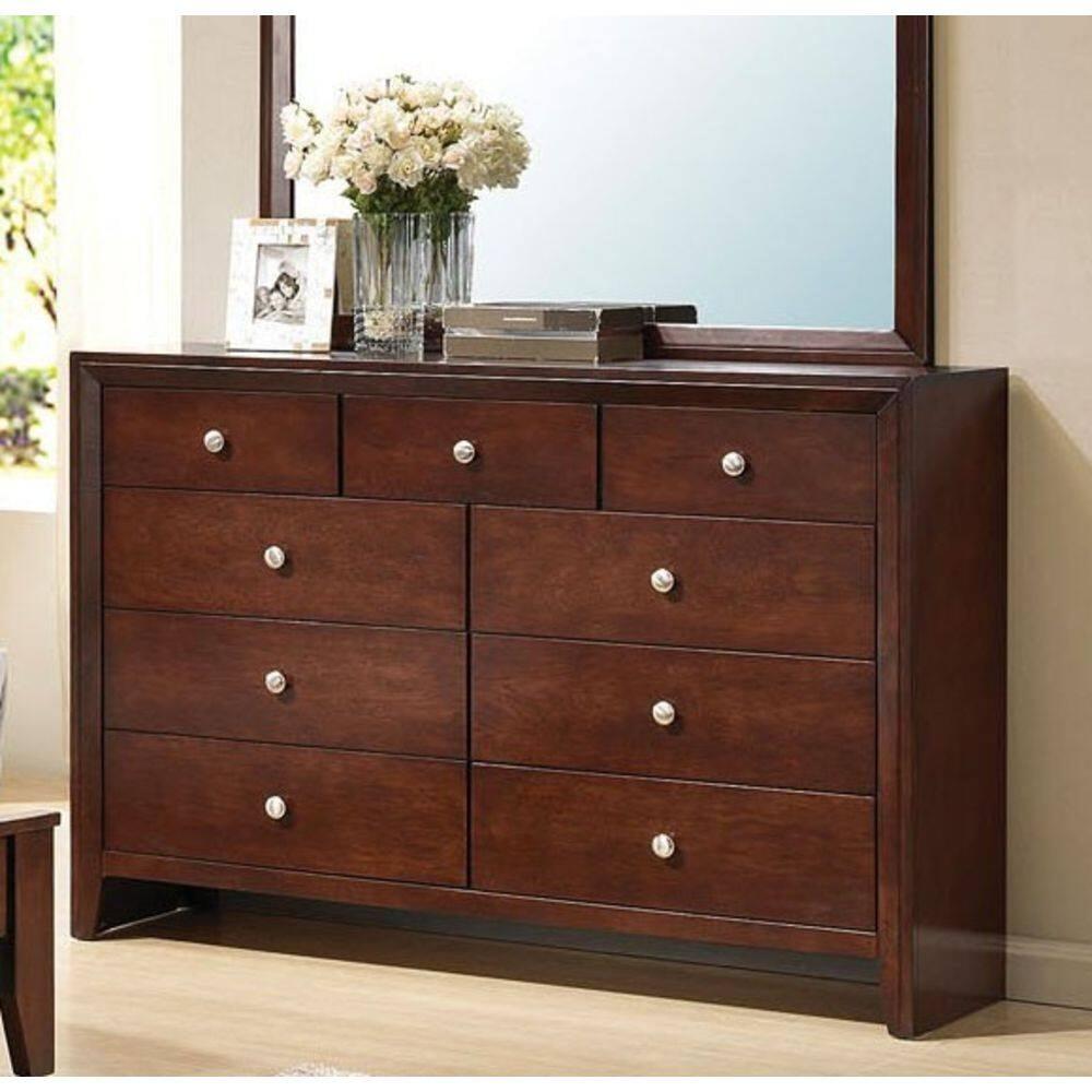 Ilana Brown Cherry 55" Contemporary Dresser with Nine Drawers
