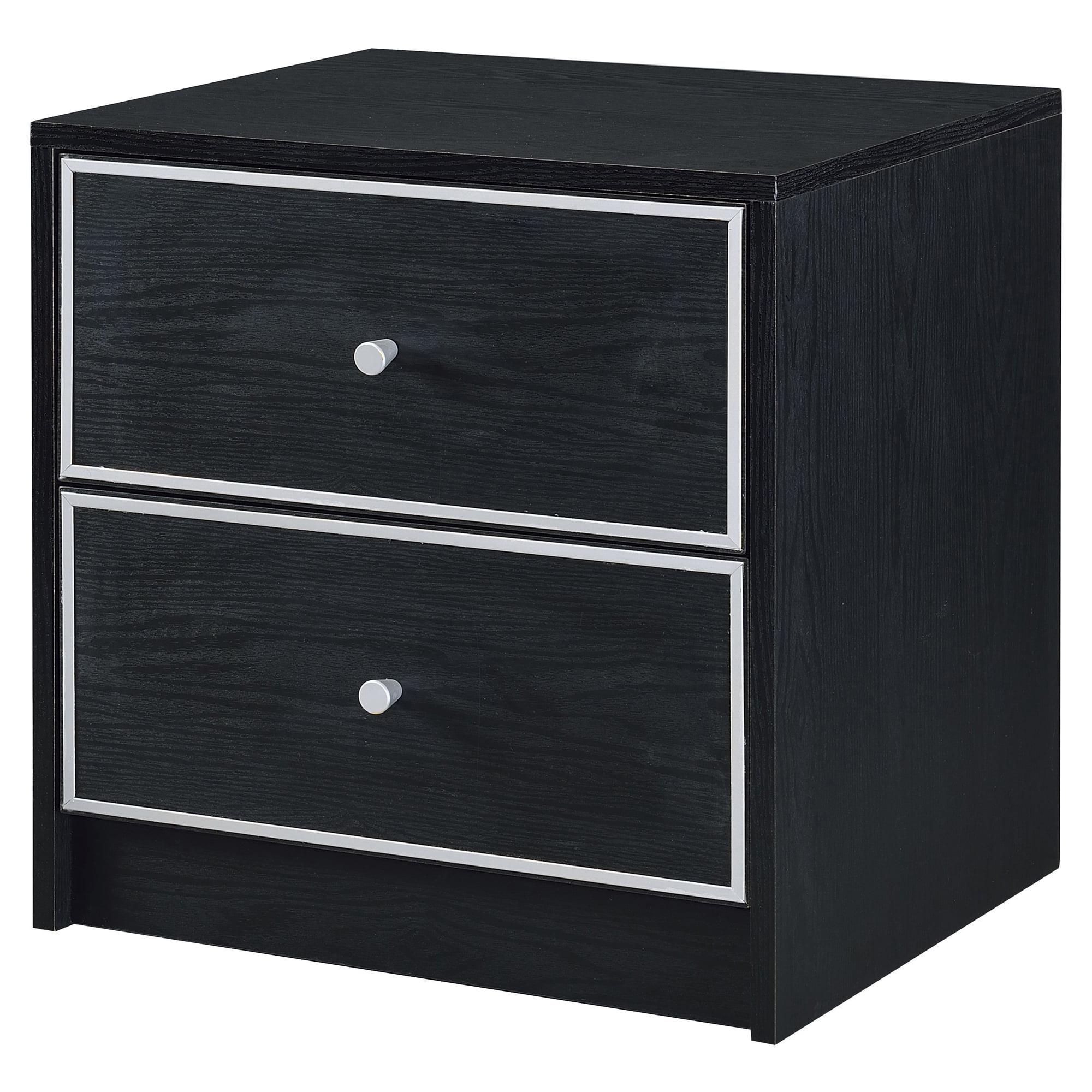 Jabir Black and Silver Rectangular Wood Accent Table with Storage