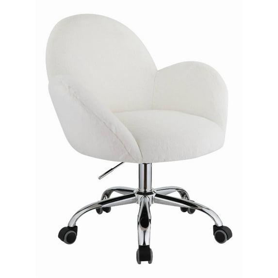 Acme Furniture ACME Jago Office Chair, White Lapin & Chrome Finish