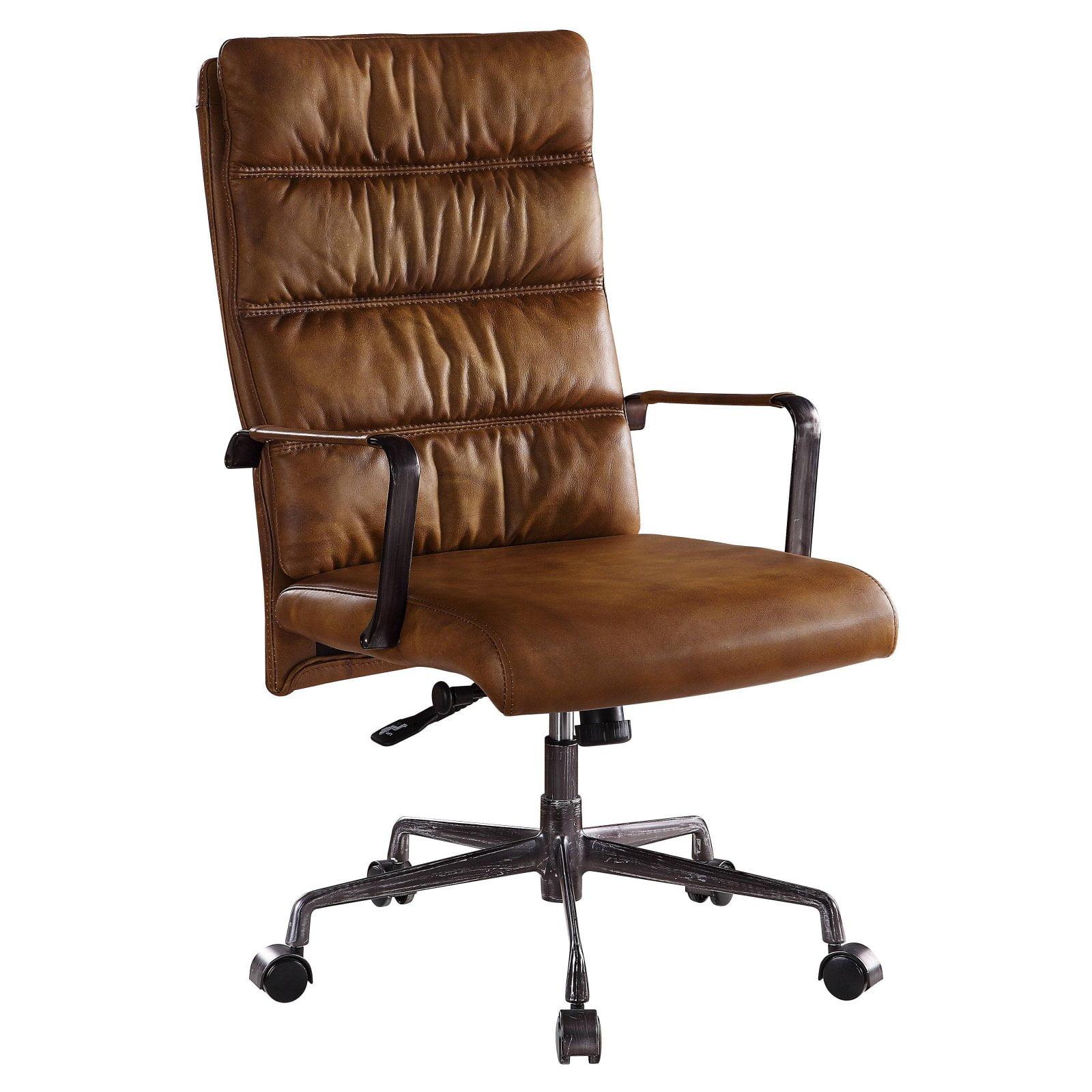 Sahara Brown Top Grain Leather High Back Swivel Office Chair