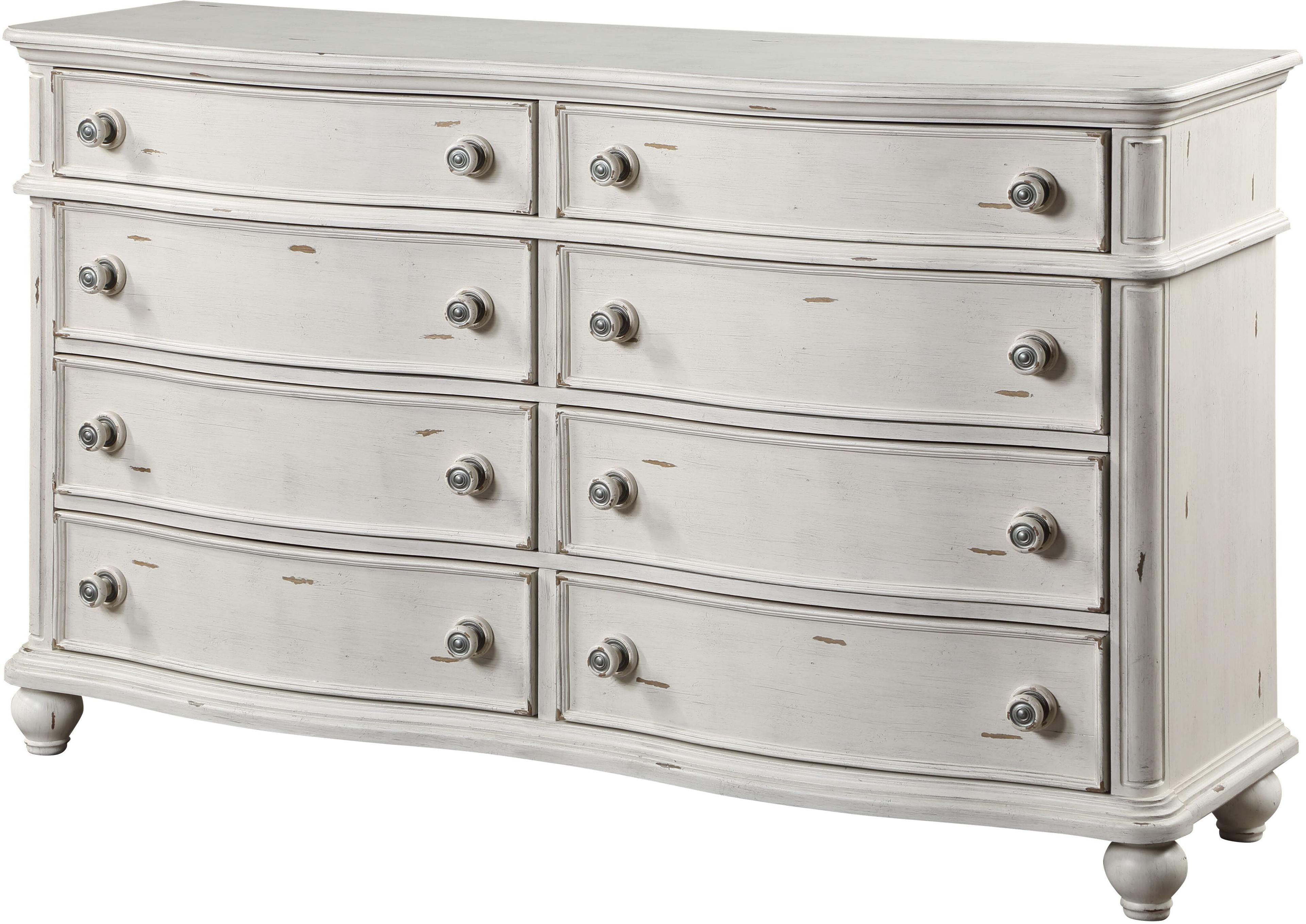 Antique White Double Dresser with Felt-Lined Drawers