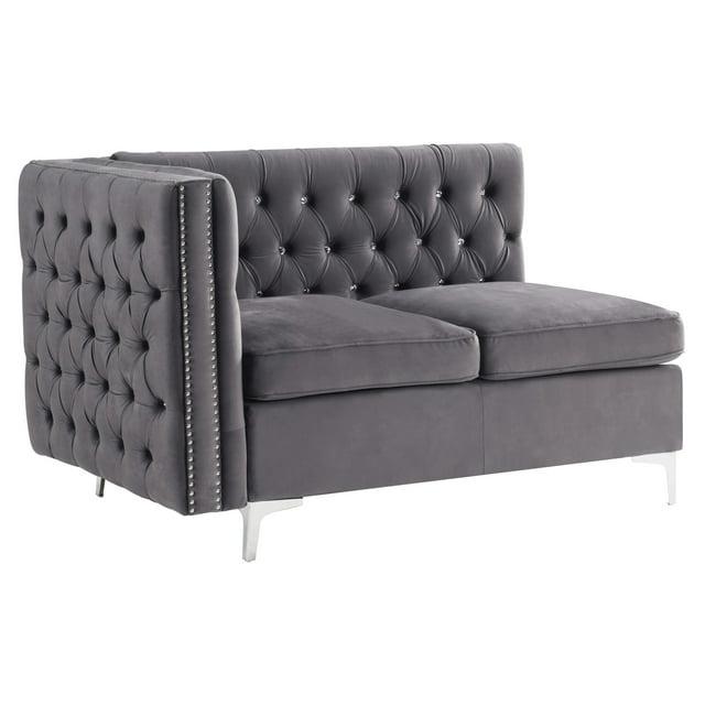 ACME Jaszira Armless Modular Loveseat with 2 Pillows in Gray