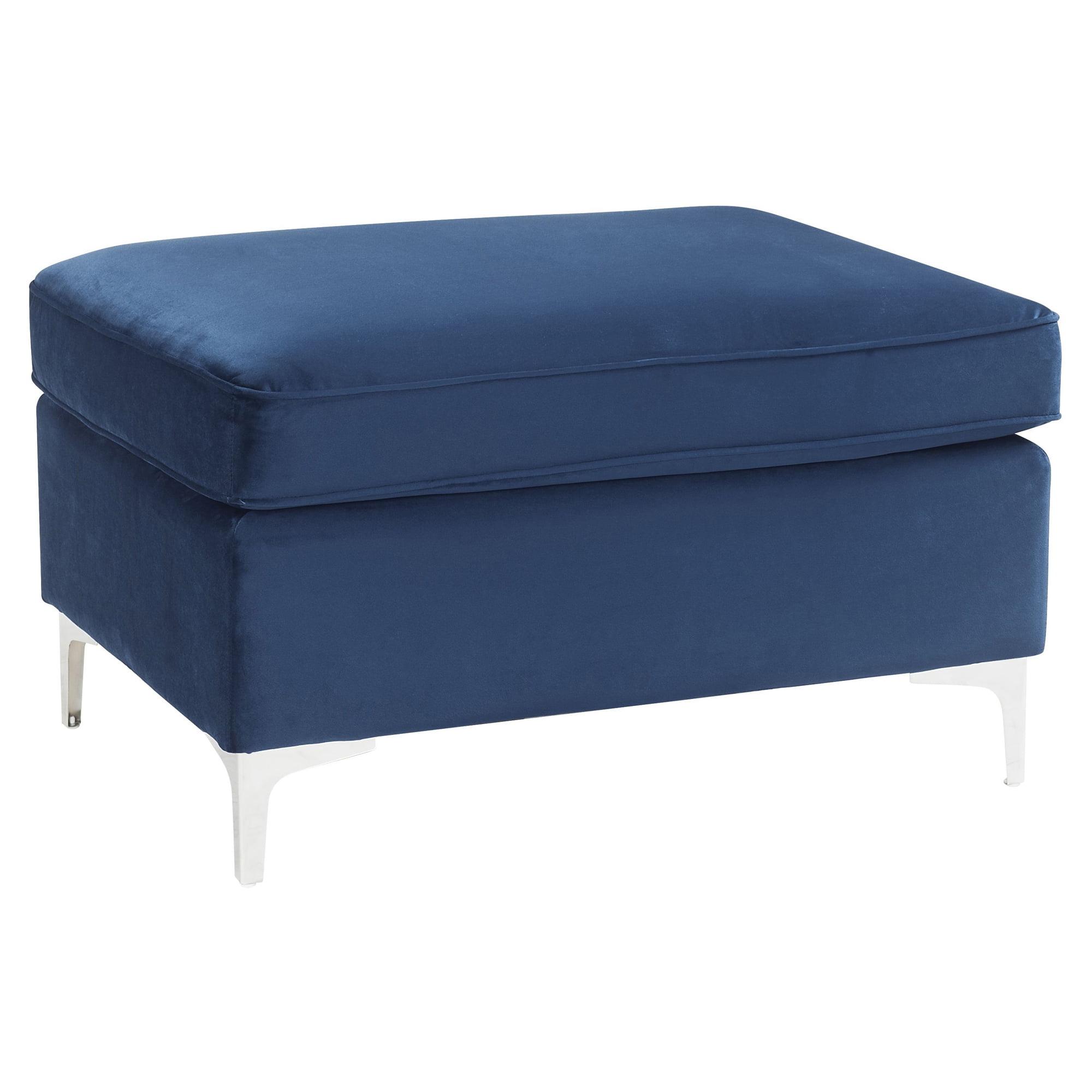 Luxurious Velvet Tufted Jaszira Ottoman in Blue