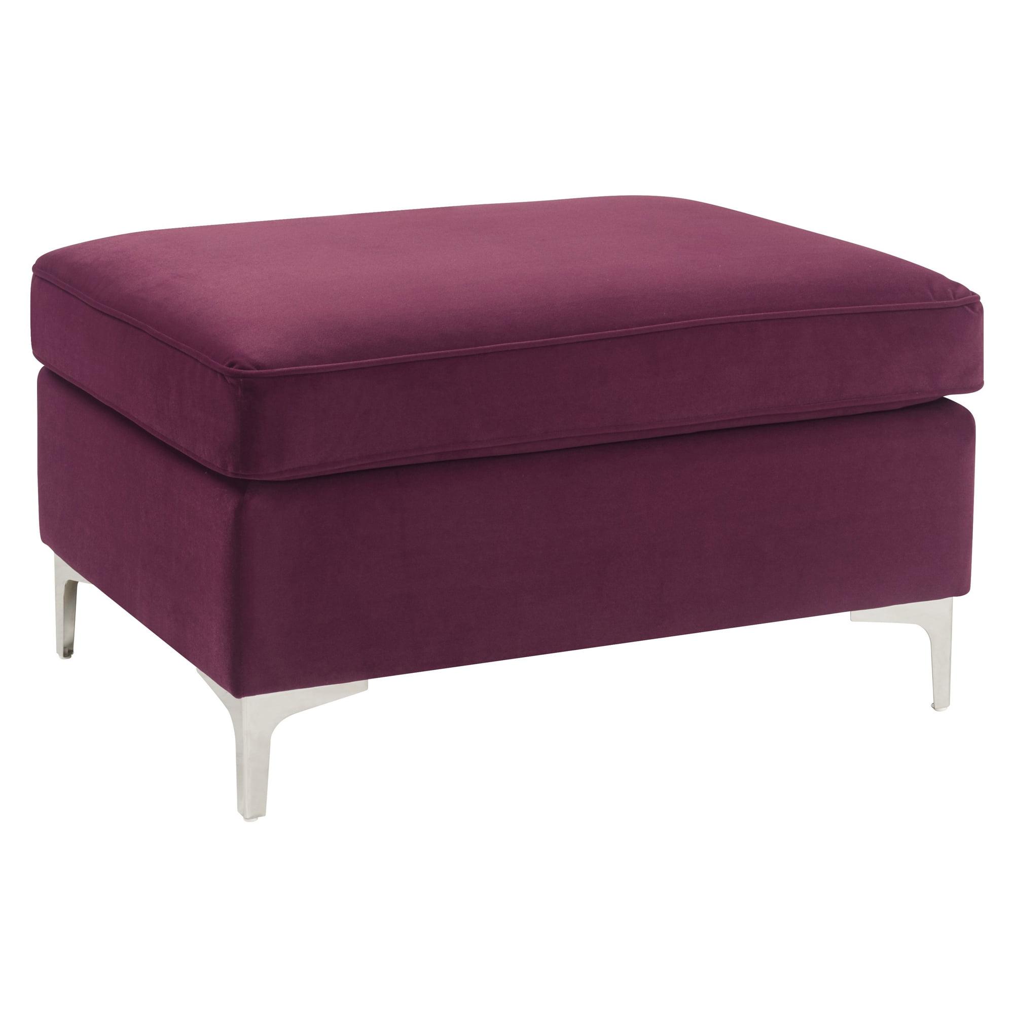 Jaszira Luxurious Burgundy Velvet Tufted Ottoman