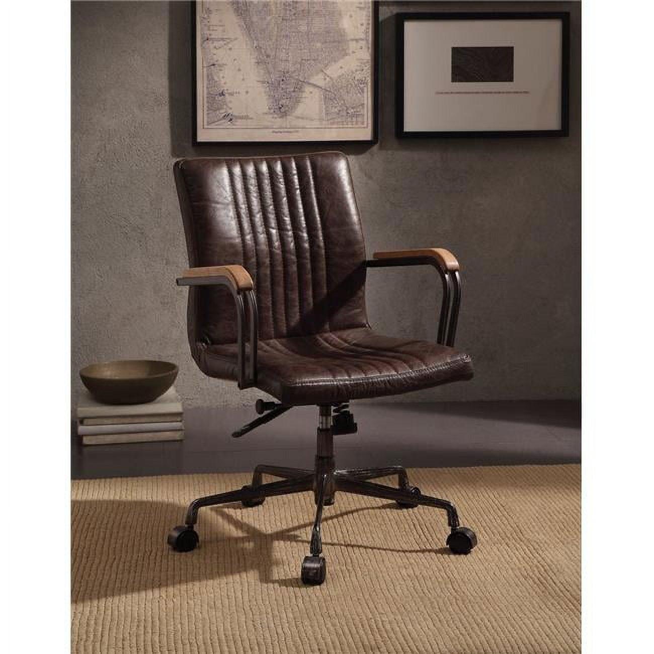 Joslin Brown Leather Swivel Executive Chair with Metal Base