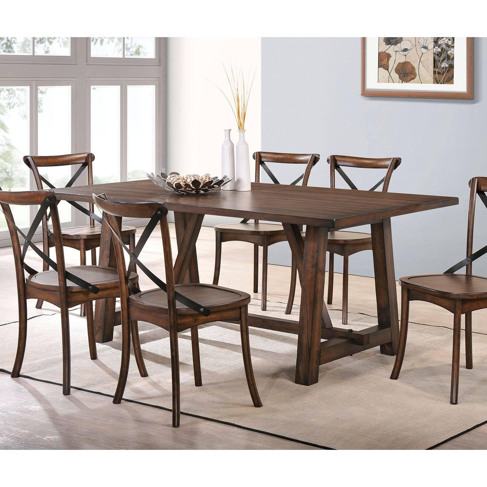 Kaelyn Dark Oak Rectangular Dining Table with Trestle Base