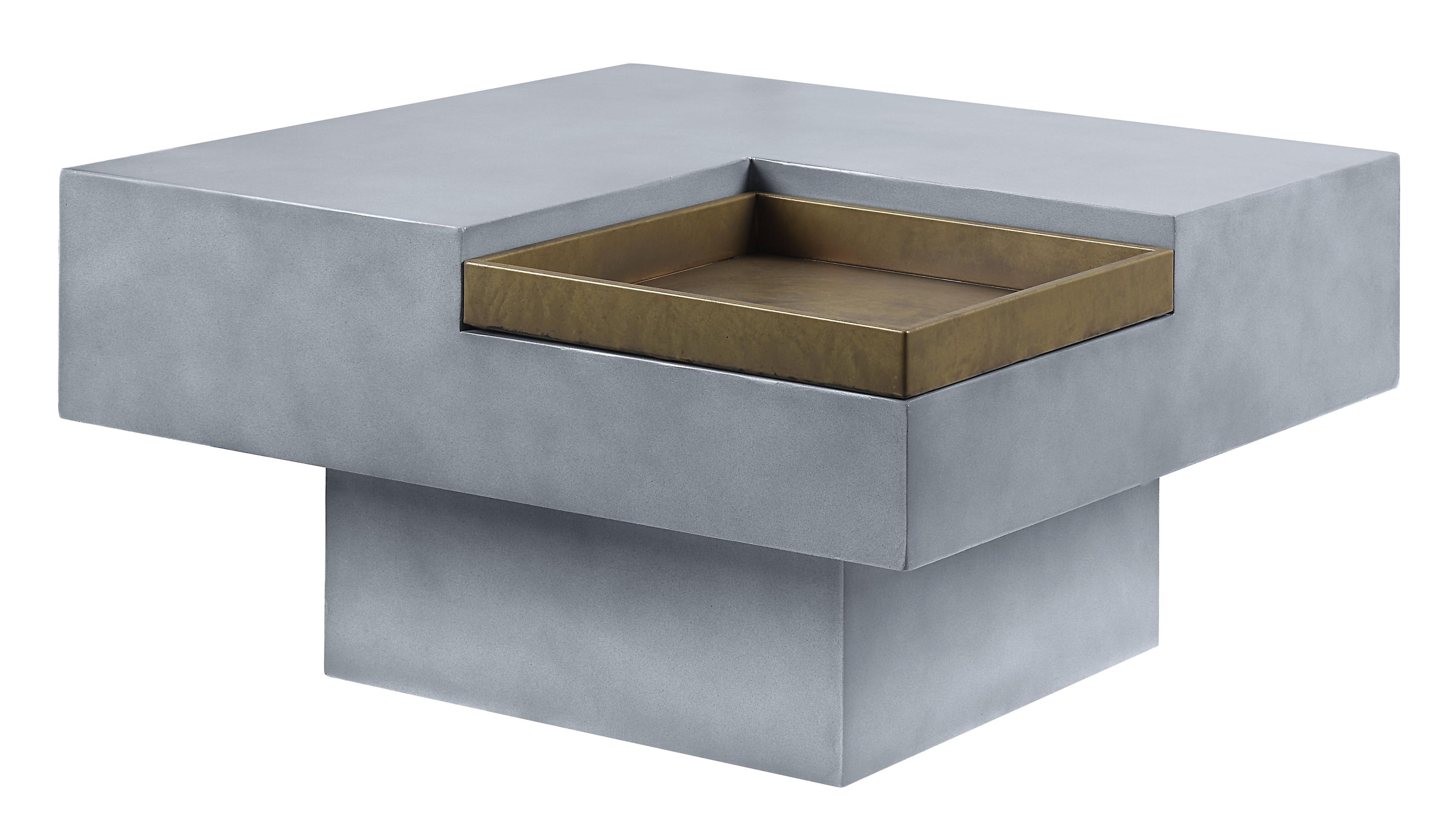 31.5" Kailano Coffee Table Weathered Gray Finish - Acme Furniture: Square, No Assembly, Pedestal Base