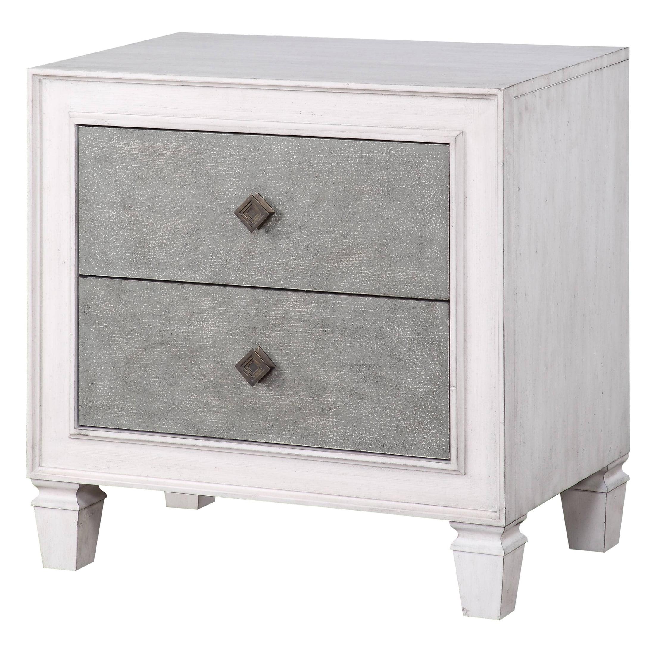 Katia Rustic Gray & Weathered White 2-Drawer Nightstand