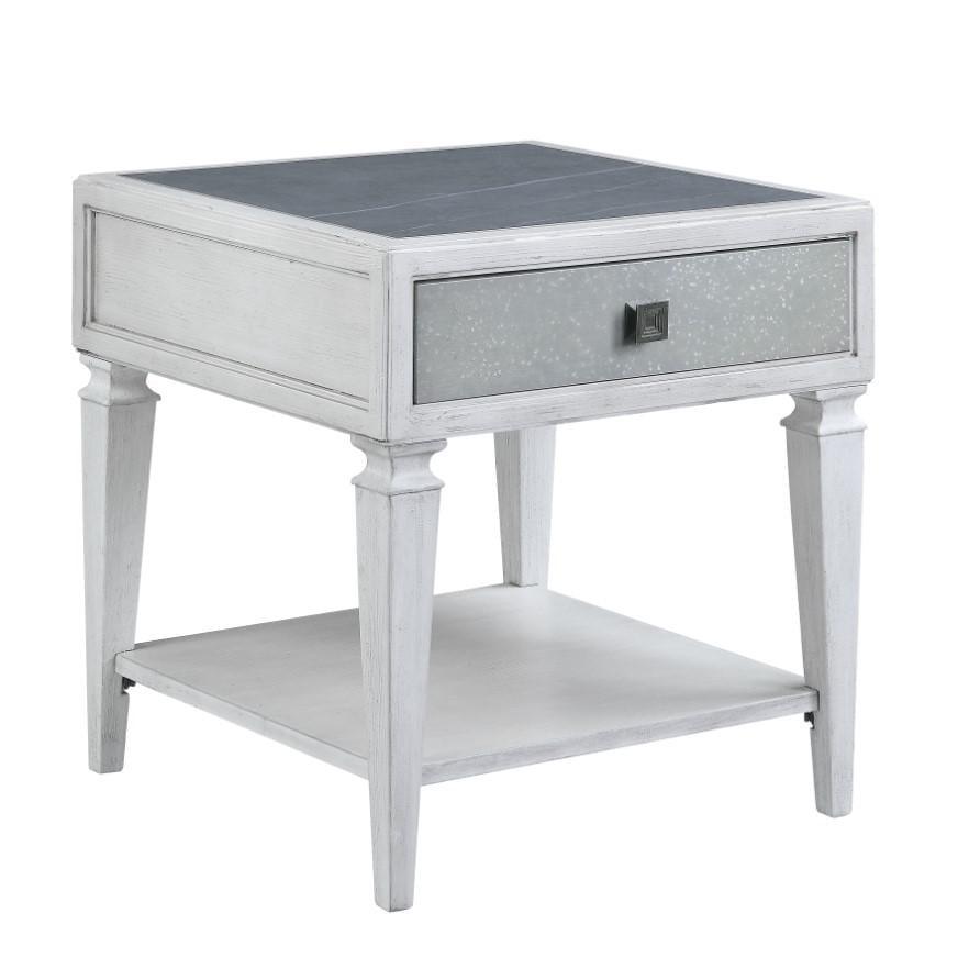 Acme Katia Rustic Gray & Weathered White Finish End Table