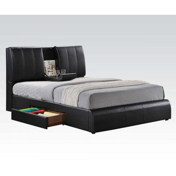 Acme Furniture King Kofi Bed Black Synthetic Leather