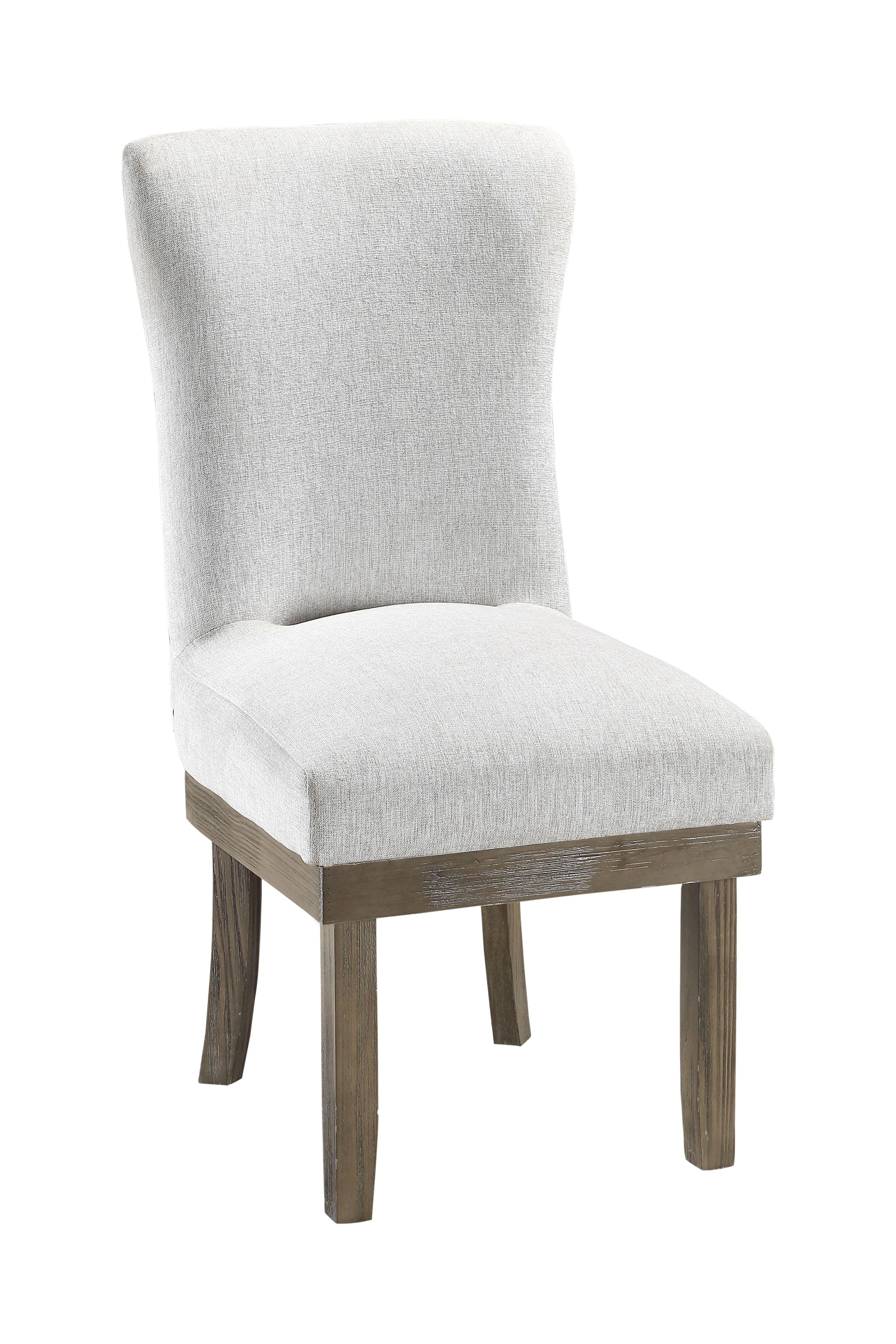 Gray Linen Upholstered High Back Side Chair with Wood Frame