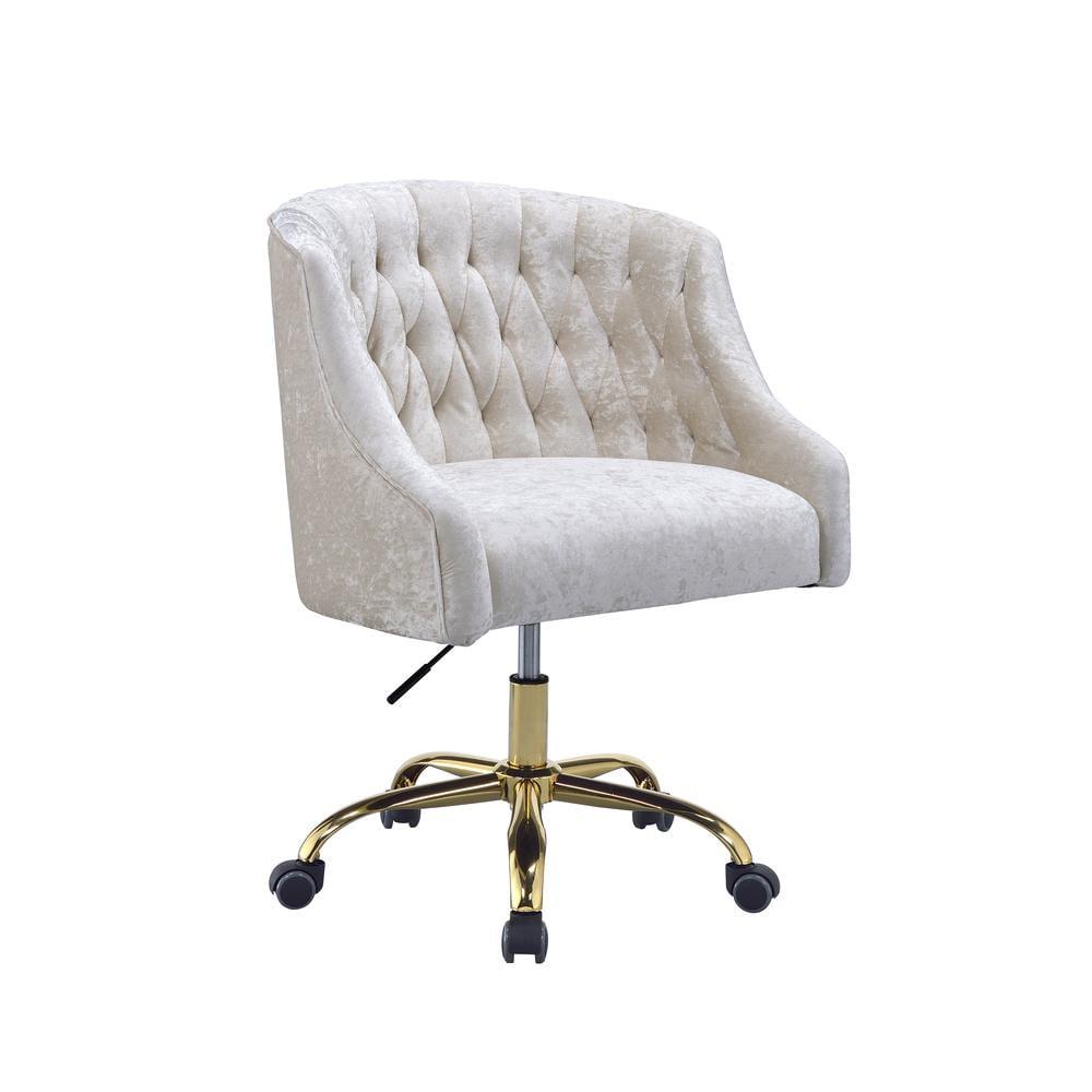 JINS&VICO Office Chair in Vintage Cream Velvet & Gold
