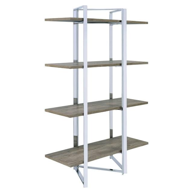 ACME Libby Bookshelf in Chrome and Oak