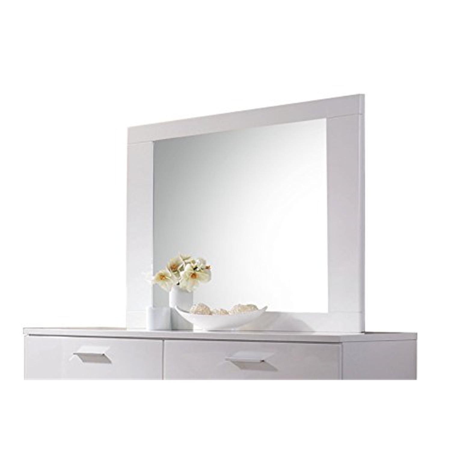Lorimar Beveled White Rectangular Wooden Mirror 38"x47"