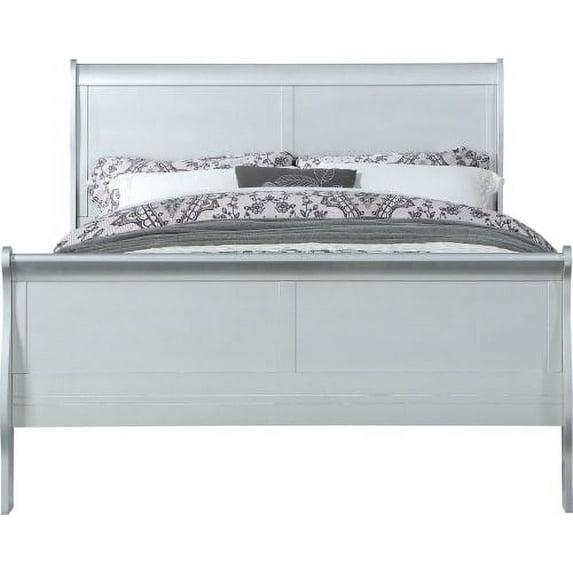 Full Louis Philippe Bed Platinum - Acme Furniture: Classic Sleigh, Pine Wood Frame, Box Spring Required