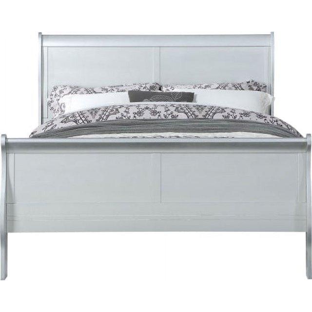 Full Louis Philippe Bed Platinum - Acme Furniture: Classic Sleigh, Pine Wood Frame, Box Spring Required