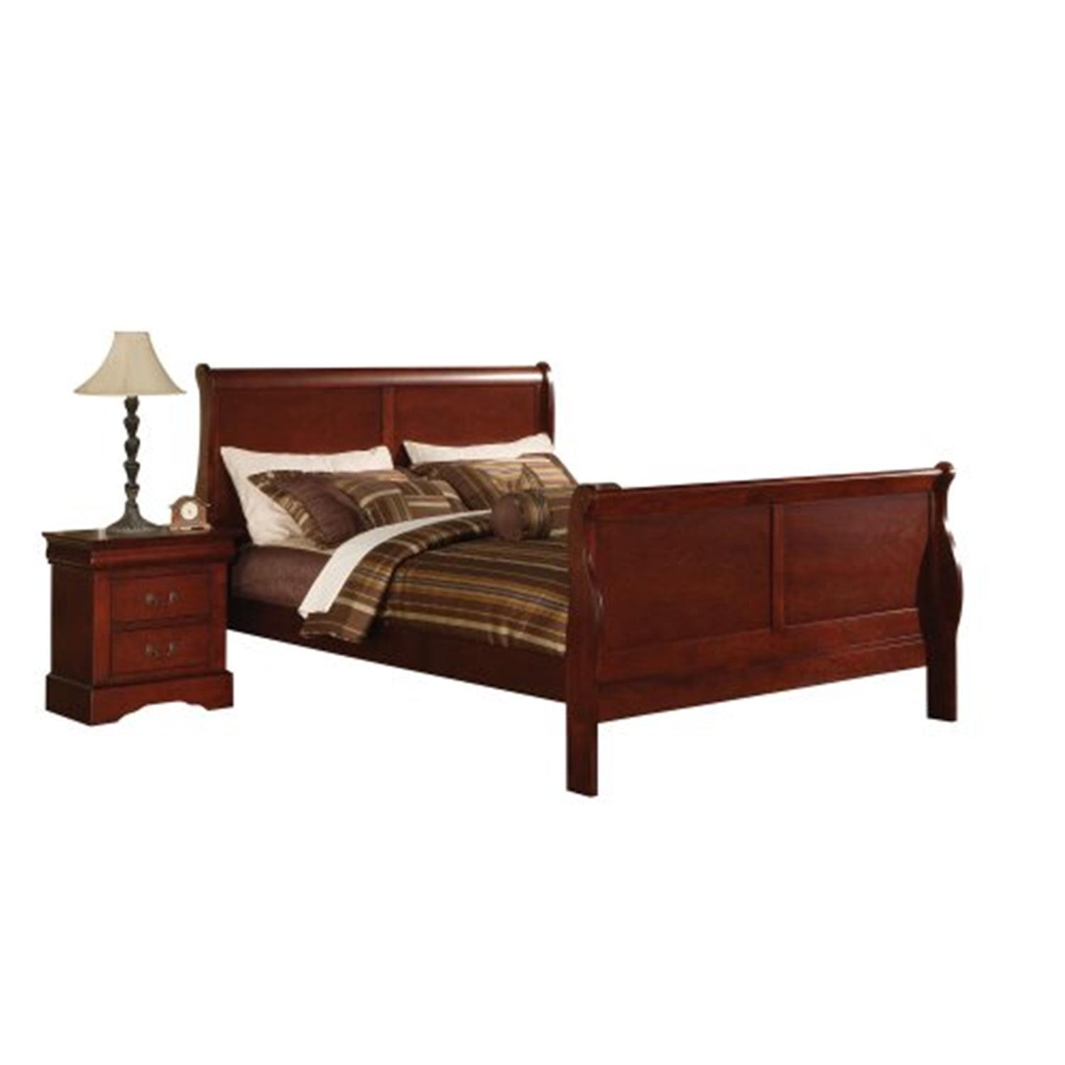 Elegant Pine Wood California King Bed with 6-Drawer Storage, Cherry Finish