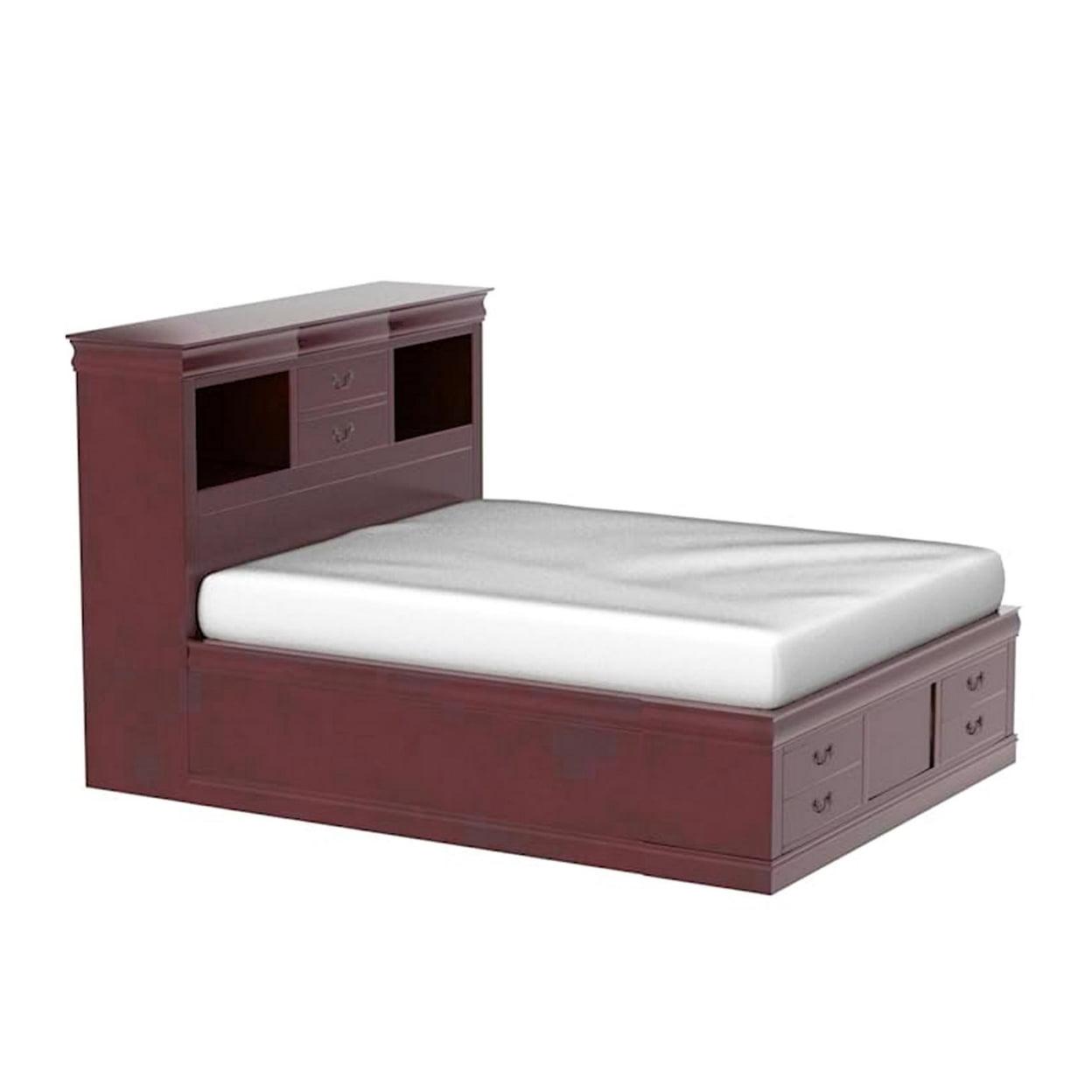 ACME Louis Philippe III Queen Bed with Storage in Cherry, Multiple Colors