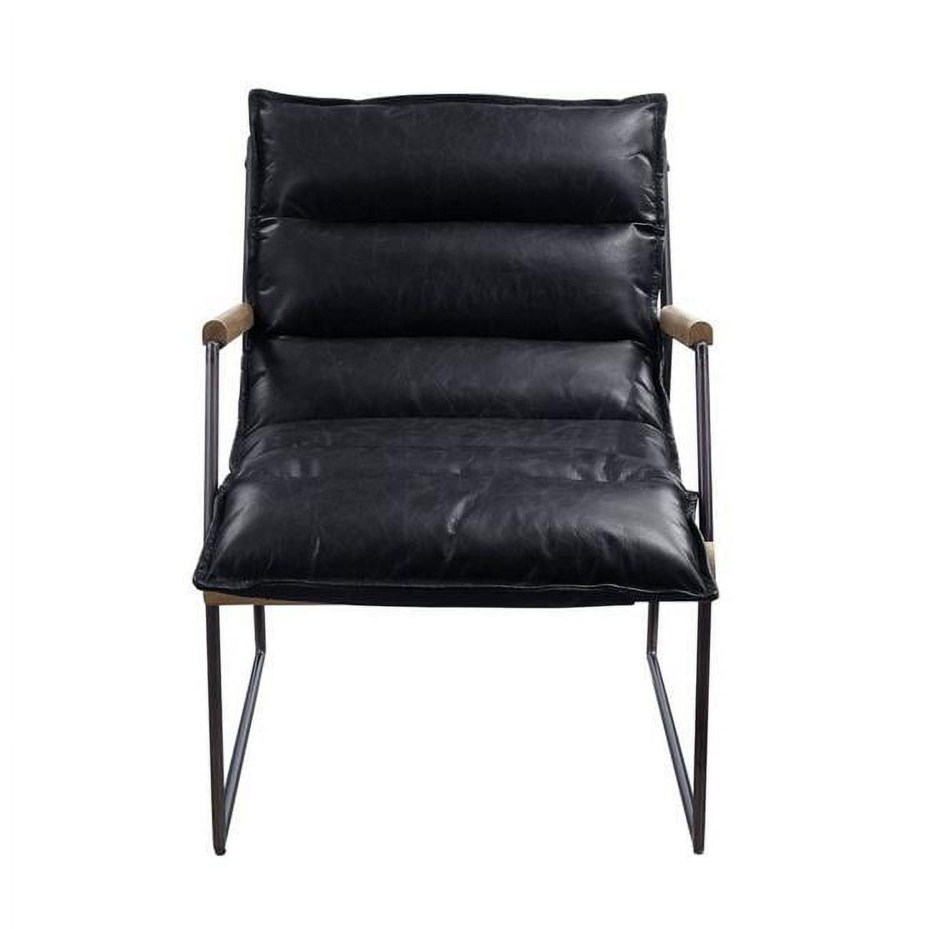 Modern Slipper Accent Chair in Distressed Black Leather