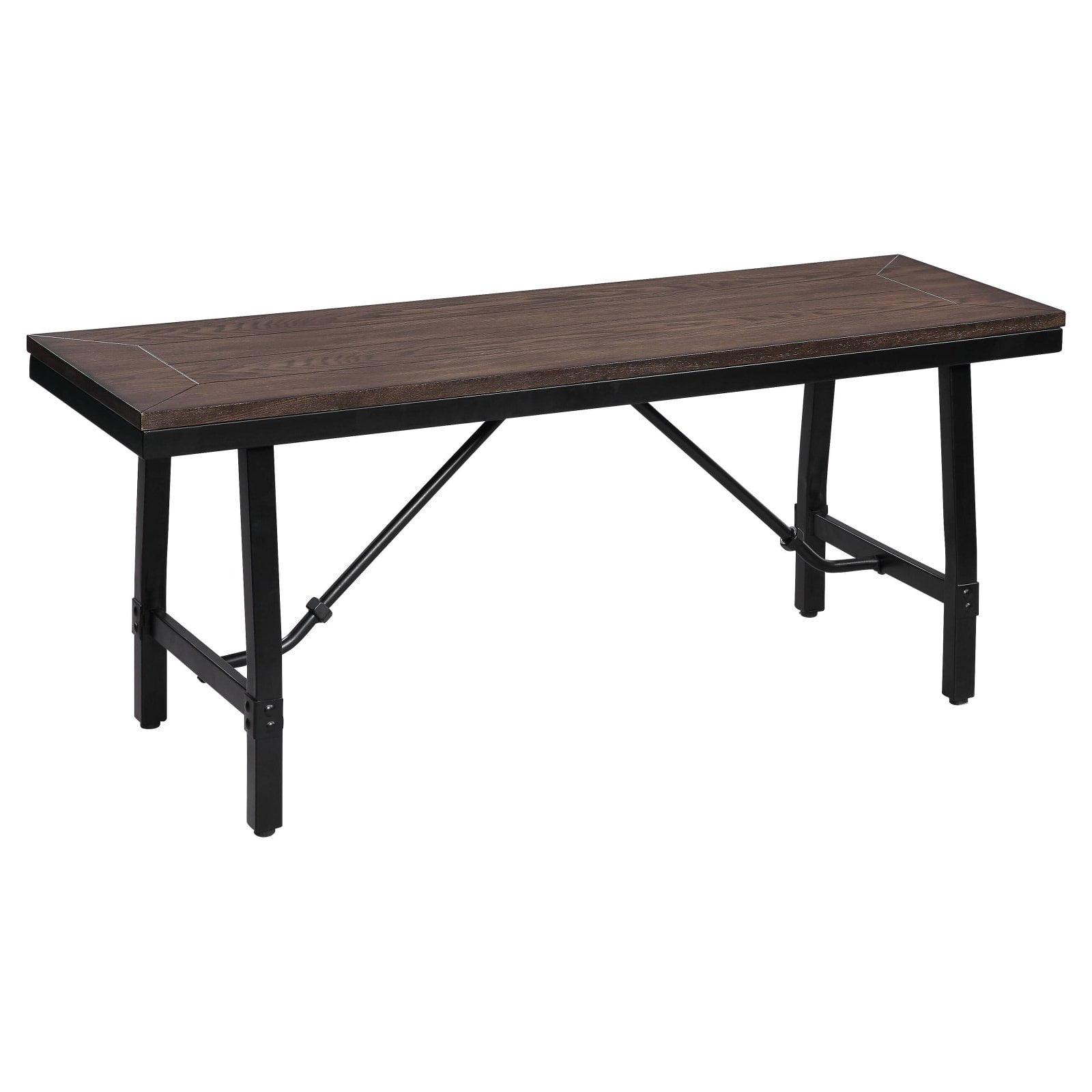 Mariatu Oak and Black Rectangular Wooden Bench