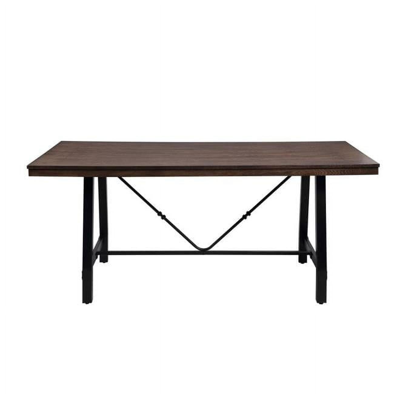 Mariatu Oak and Black Rectangular Wooden Bench