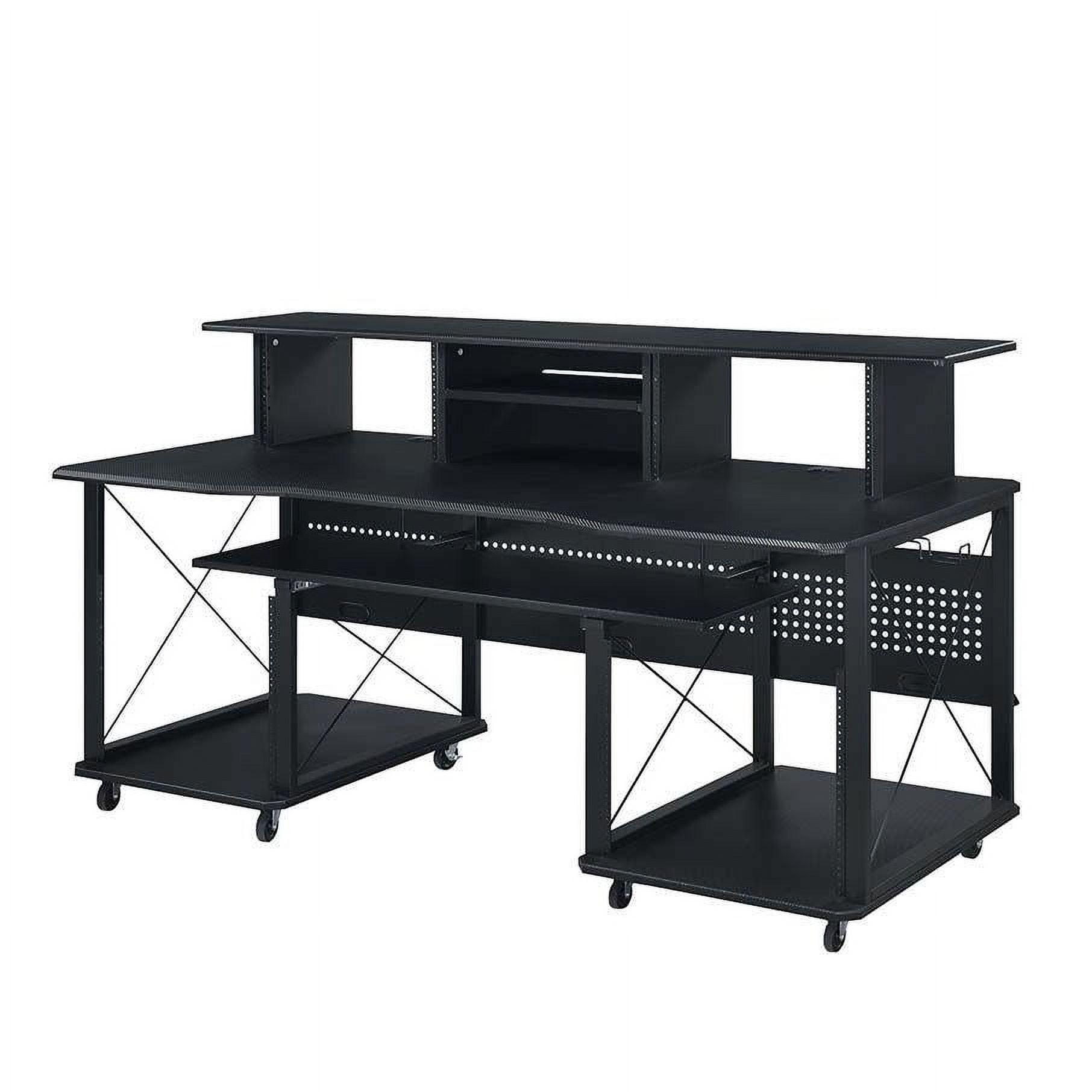 Megara 72" Decorative Bookshelf Black - Acme Furniture: Music Desk with Hutch & Keyboard Tray