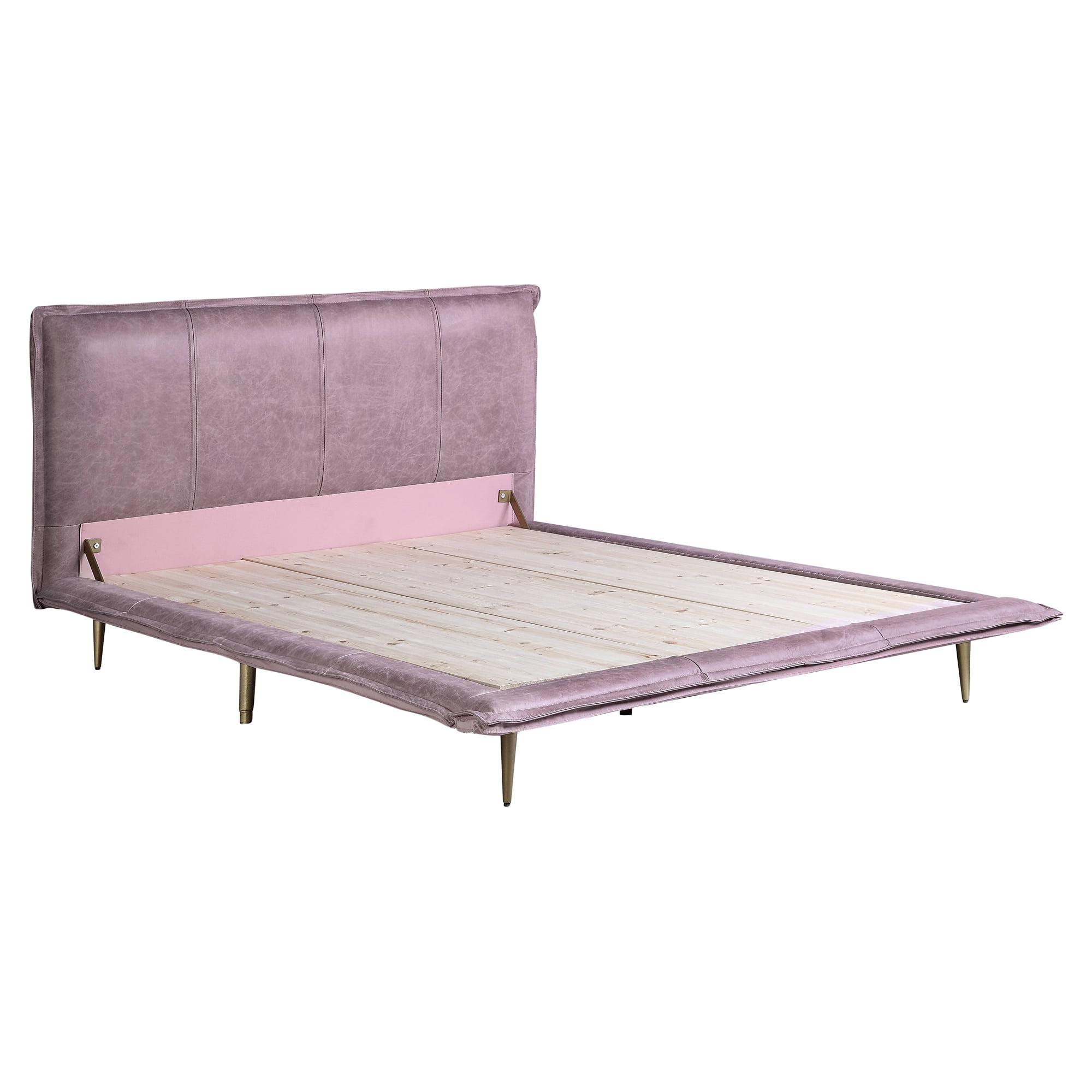 Acme Furniture King Metis Bed Pink Grain Leather