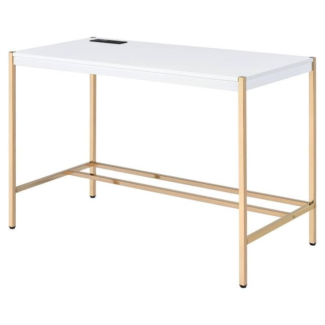 42" Midriaks Writing Desk White/Gold Finish - Acme Furniture