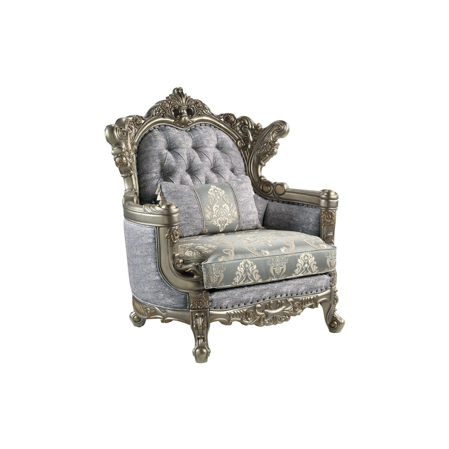 Miliani Gray Tufted Fabric Loveseat with Nailhead Trim